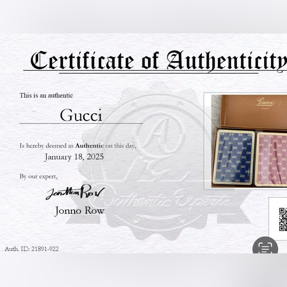 One Gucci Playing card Monogram blue Vintage. With COA - Picture 2 of 7